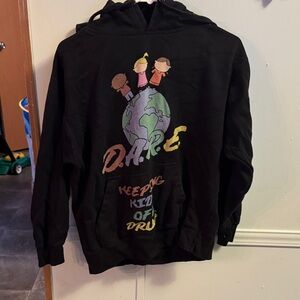 Black Hoodie with Colorful Earth and Characters Design